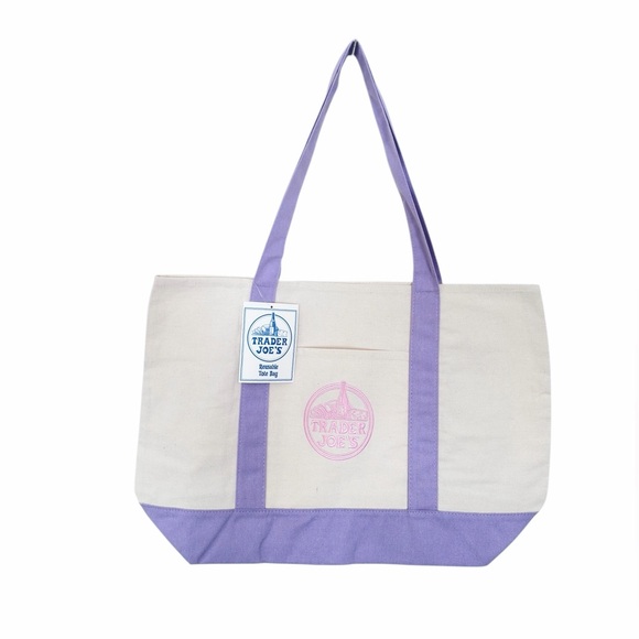 Trader Joe's Large Lavender Tote Bag NEW With Tags - Picture 3 of 8